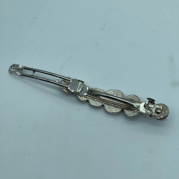 Vintage Hair Berette OS Silver Rhinestones Diamond Black - Picture 8 of 9